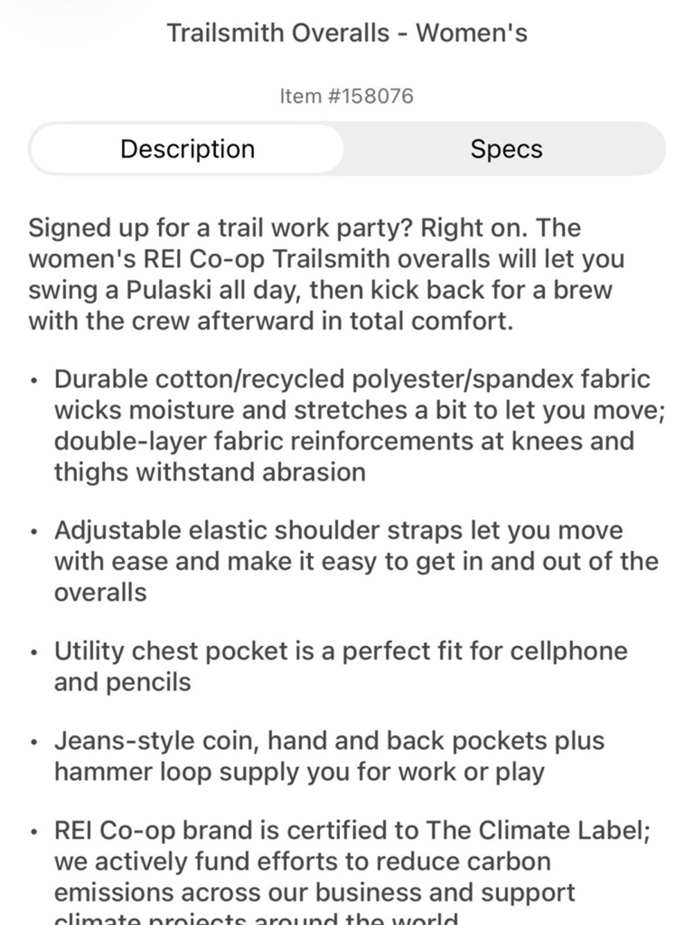 Trailsmith Overalls - Picture 5 of 6